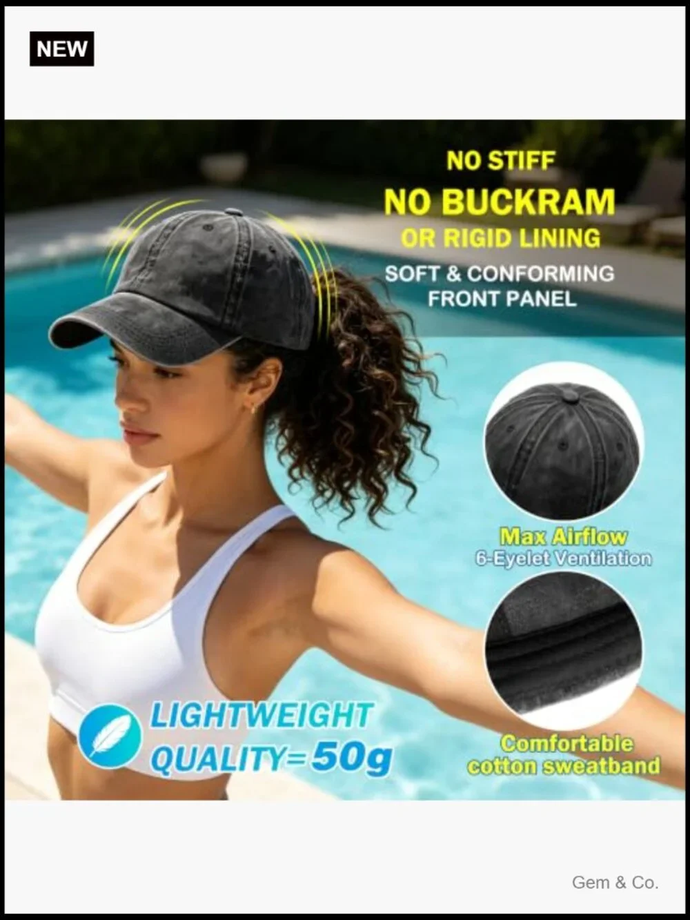 Vintage Washed Distressed Baseball Cap with Ponytail Hole Sport Golf Hat